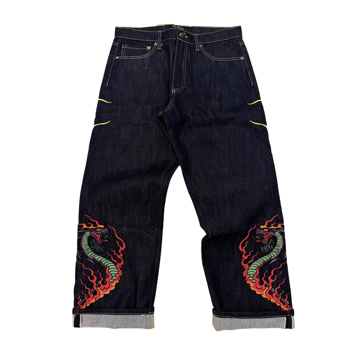 Cobra Flames Selvage Denim RAW | Ed Hardy