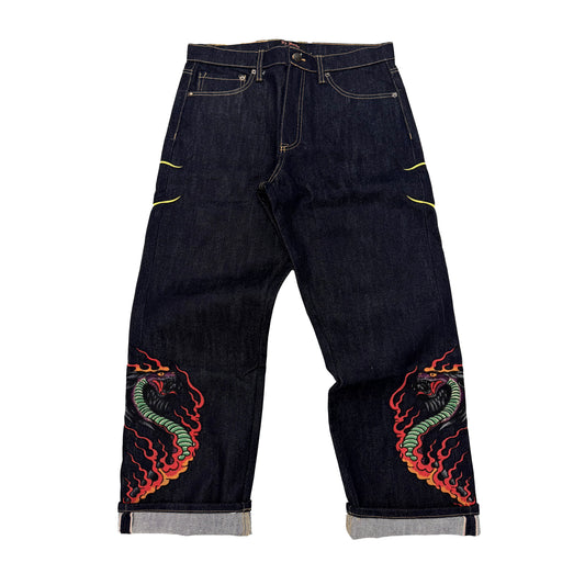 Cobra Flames Selvage Denim RAW | Ed Hardy