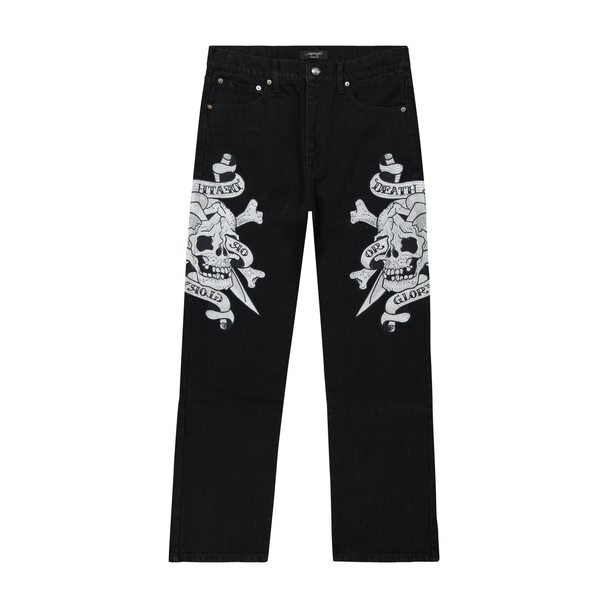 Skulls Wide Leg Baggy Jeans BLACK WASH | Ed Hardy