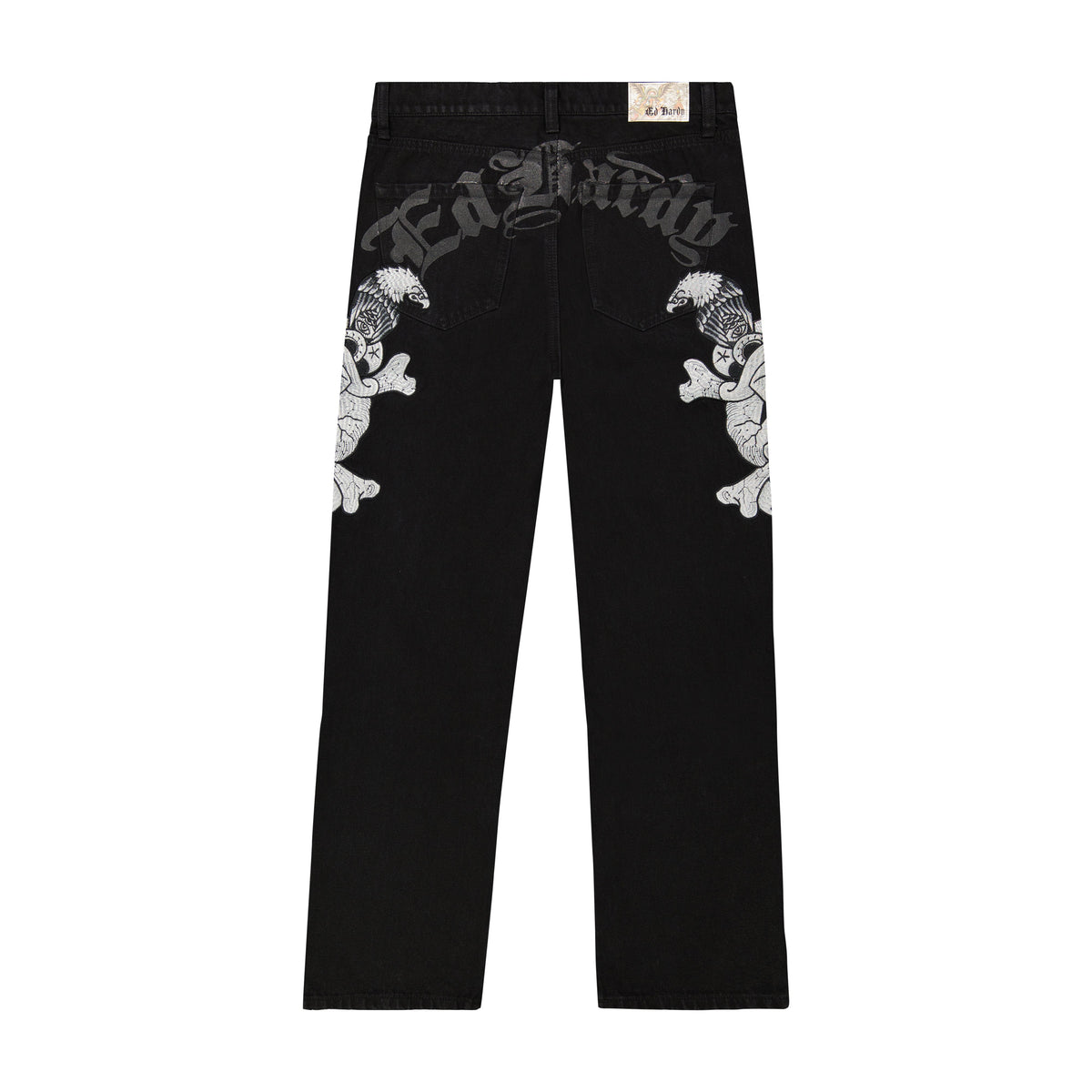 Skulls Wide Leg Baggy Jeans BLACK WASH | Ed Hardy