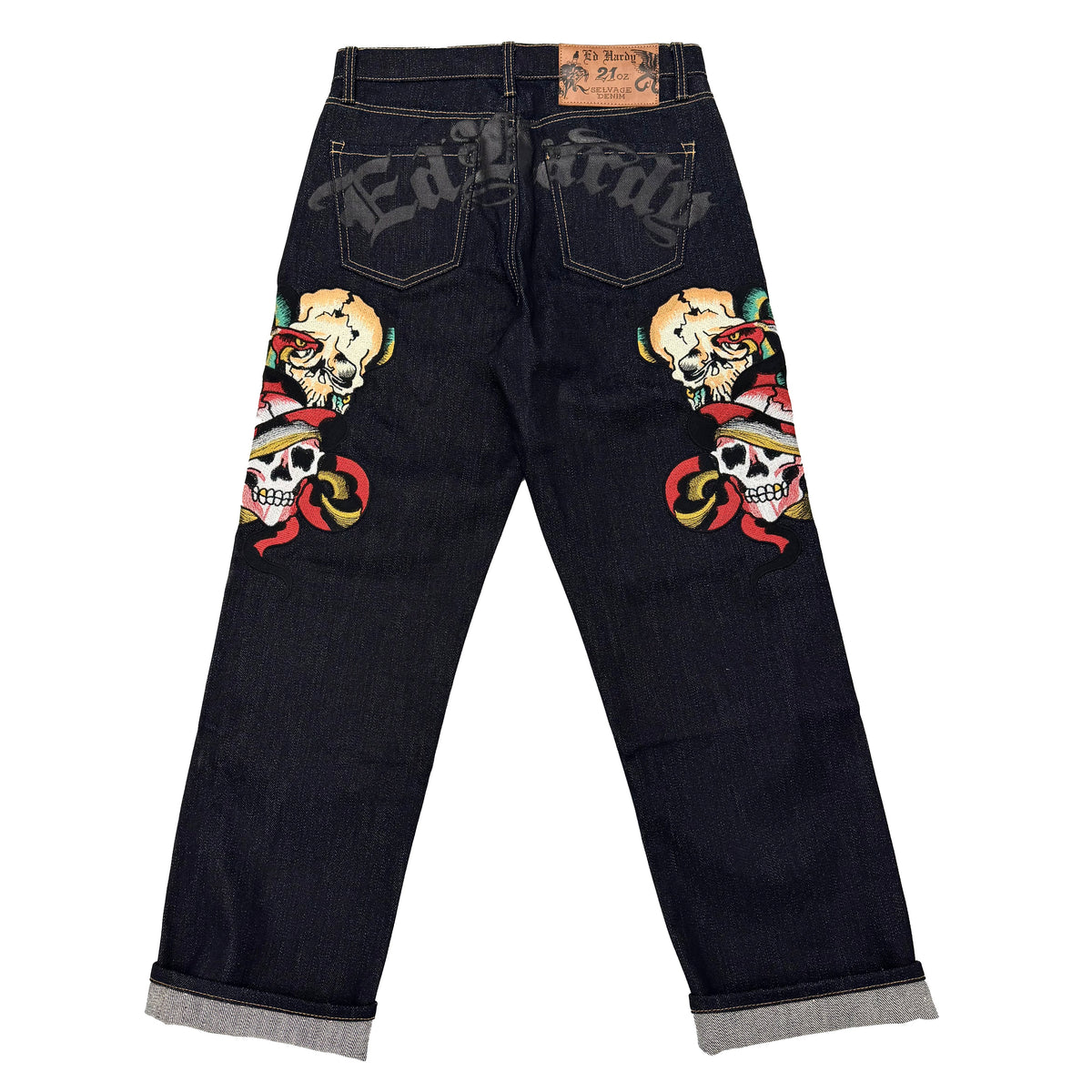 Skulls Selvage Denim RAW | Ed Hardy