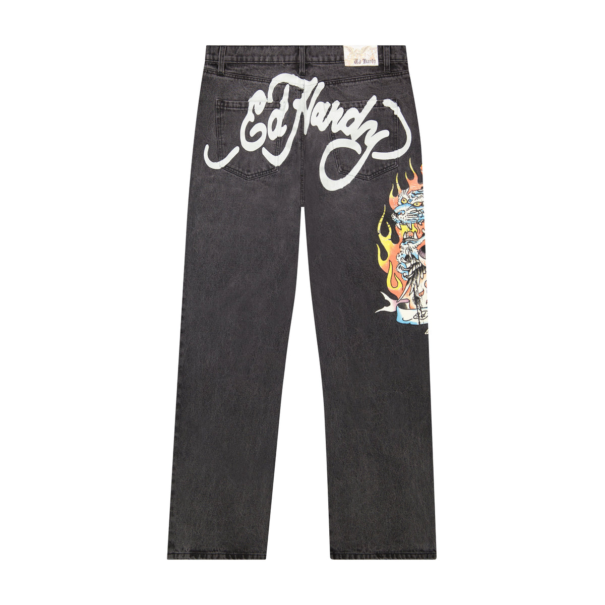 Tiger Flame Loose Fit Jeans LIGHT GREY | Ed Hardy