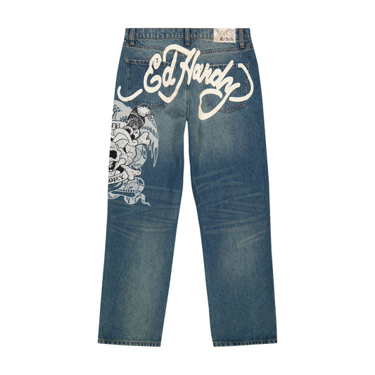DG Skull Loose Fit Jean Medium Tint | Ed Hardy