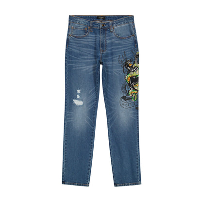 Panther Snake Slim Taper Jean Medium Tint | Ed Hardy