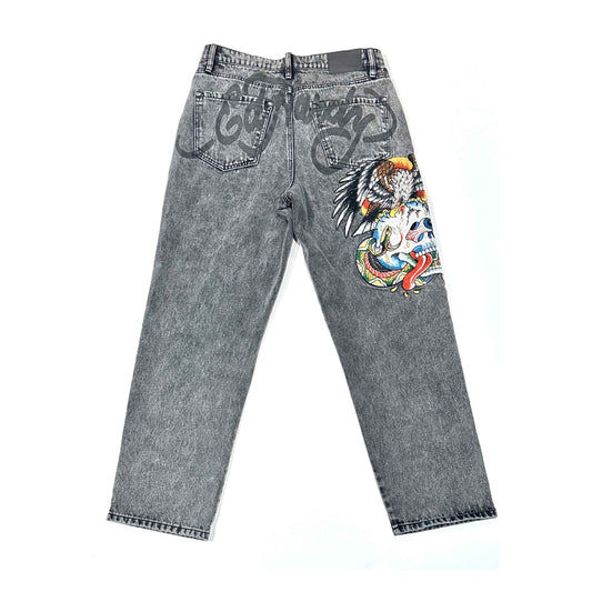 Battle Skull Loose Fit Jean GREY ACID | Ed Hardy