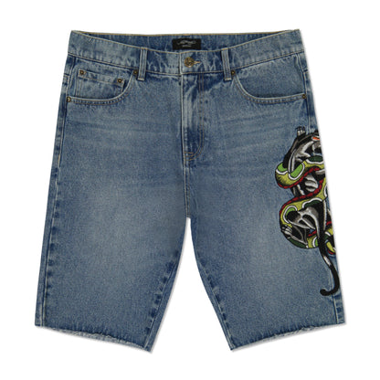 Panther Snake Denim Skater Short Med Vintage | Ed Hardy