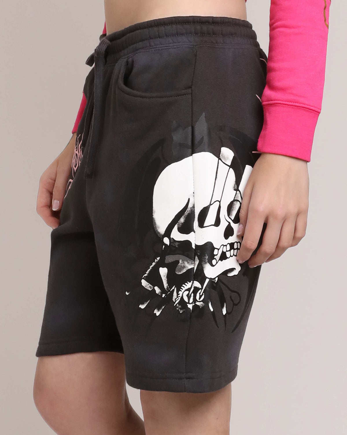 Spider Skull Fleece Shorts | Men's Y2K Shorts | Ed Hardy MINERAL GREY | Ed Hardy