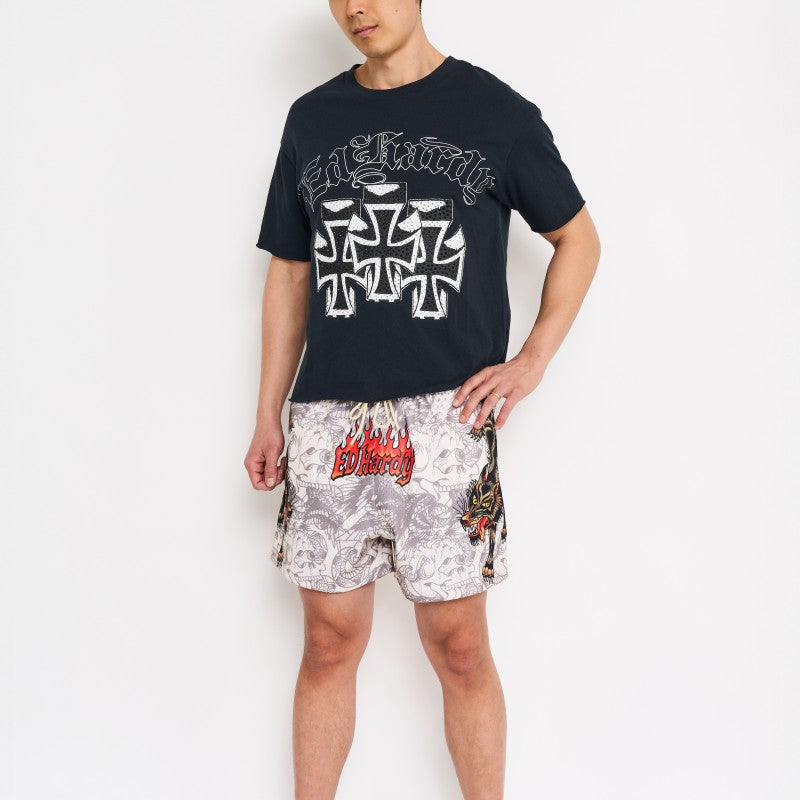 Wolves Mesh Shorts IVORY | Ed Hardy