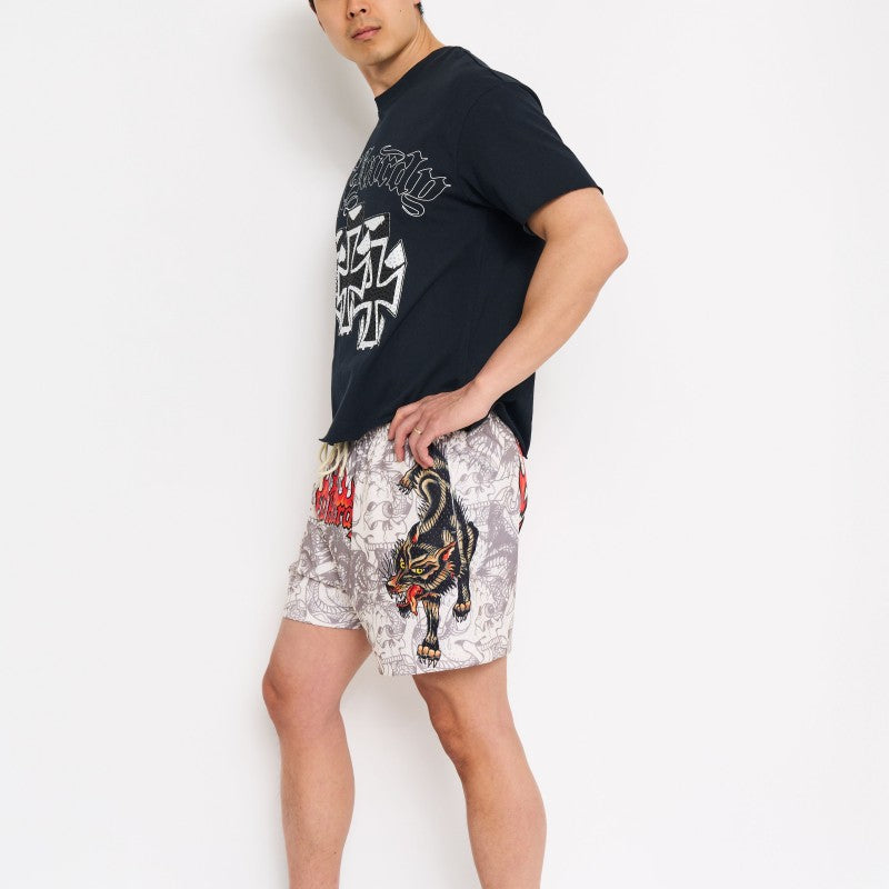 Wolves Mesh Shorts IVORY | Ed Hardy
