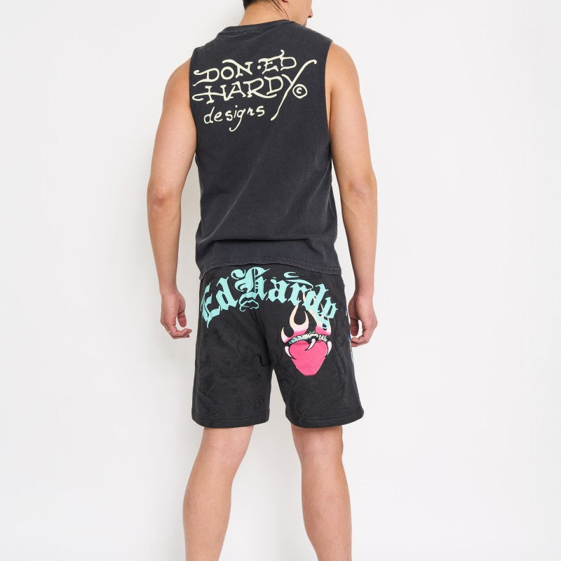 Pantera Puff Print Fleece Shorts DARK GREY | Ed Hardy
