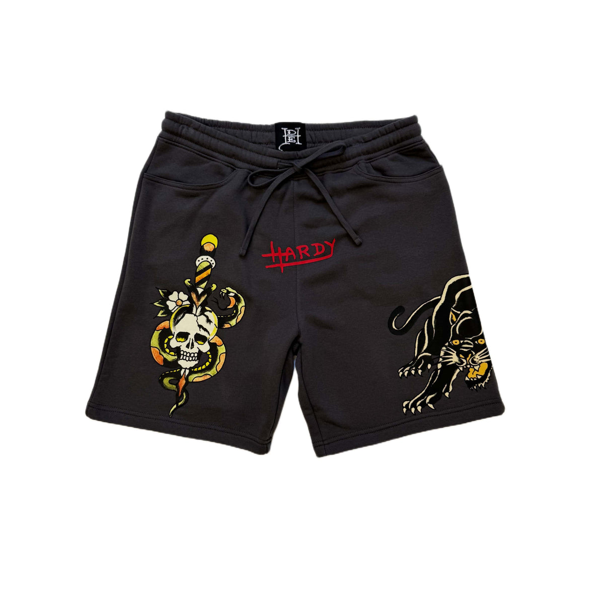 Panther Skull Fleece Short - Charcoal CHARCOAL | Ed Hardy