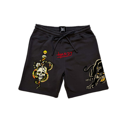 Panther Skull Fleece Short - Charcoal CHARCOAL | Ed Hardy