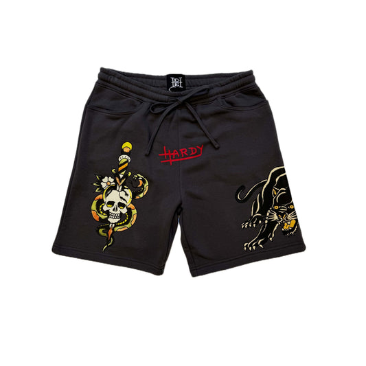 Panther Skull Fleece Short - Charcoal CHARCOAL | Ed Hardy