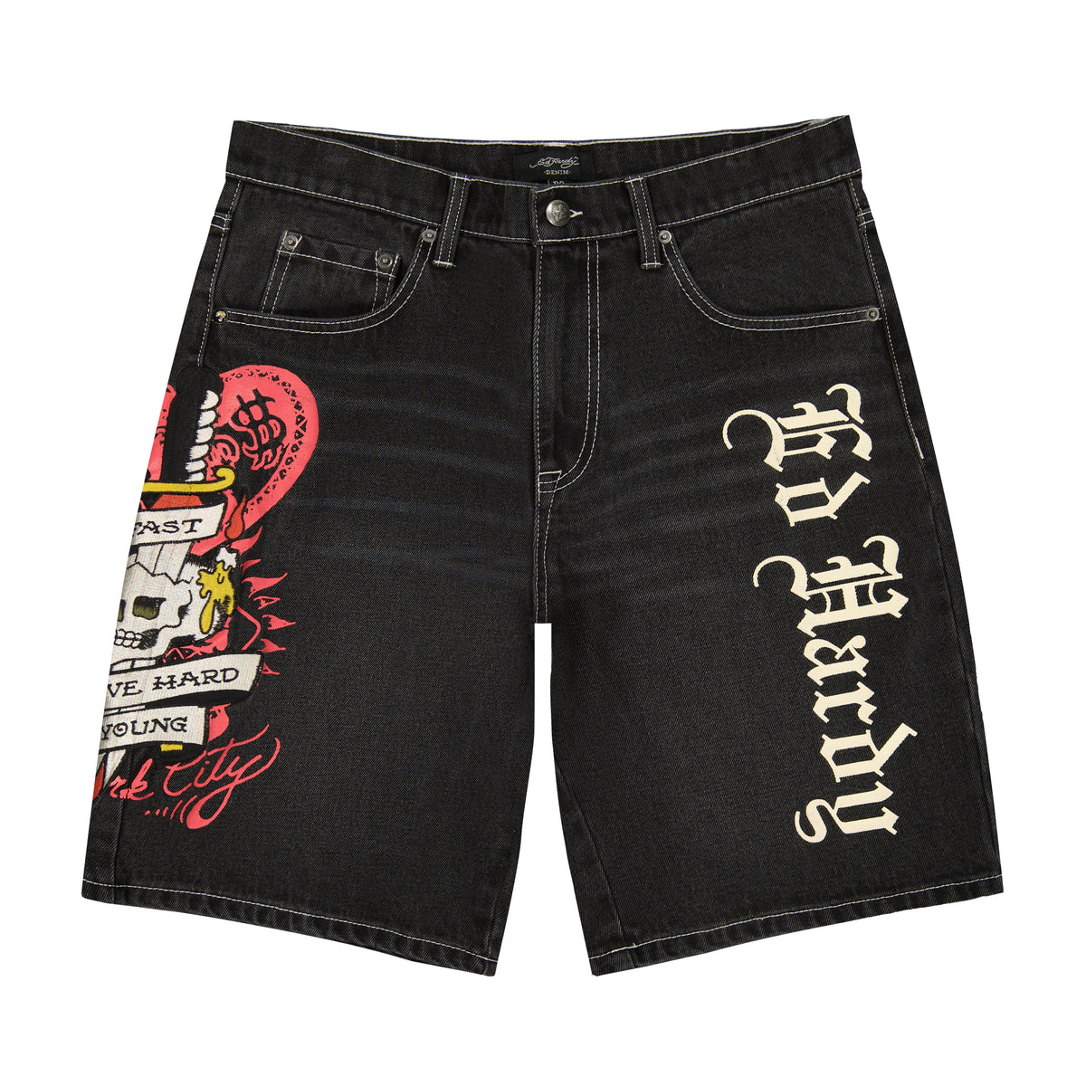 Live Fast Skater Short Y2K BLACK | Ed Hardy