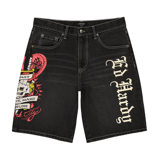 Live Fast Skater Short Y2K BLACK | Ed Hardy