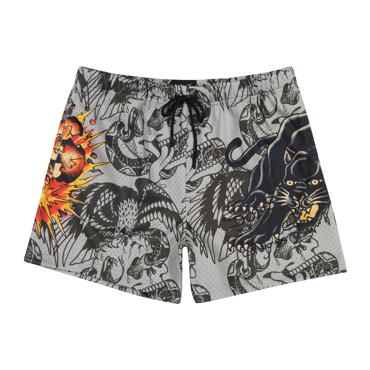 Skull Panther Mens Mesh Short GREY | Ed Hardy