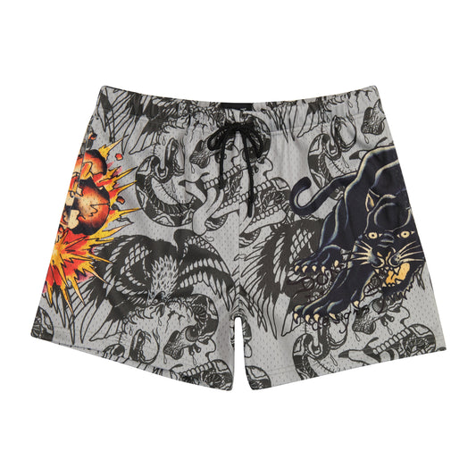 Skull Panther Mens Mesh Short GREY | Ed Hardy