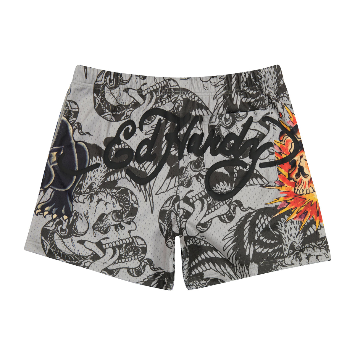 Skull Panther Mens Mesh Short GREY | Ed Hardy