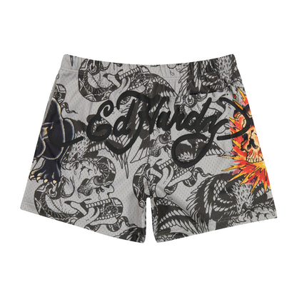 Skull Panther Mens Mesh Short GREY | Ed Hardy