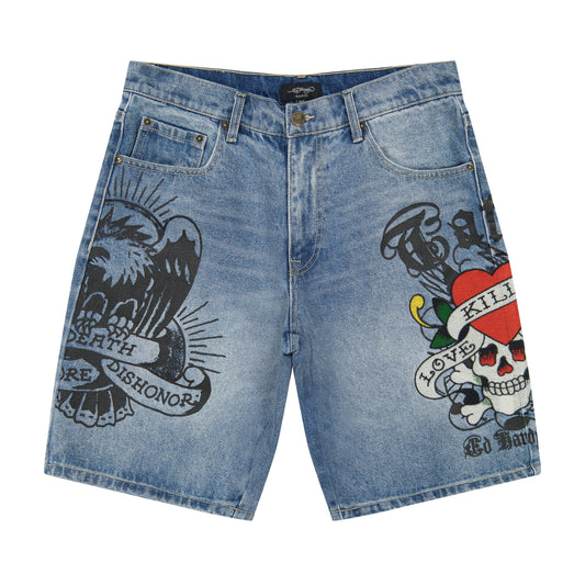 LKS Skull Skater Short LIGHT WASH | Ed Hardy
