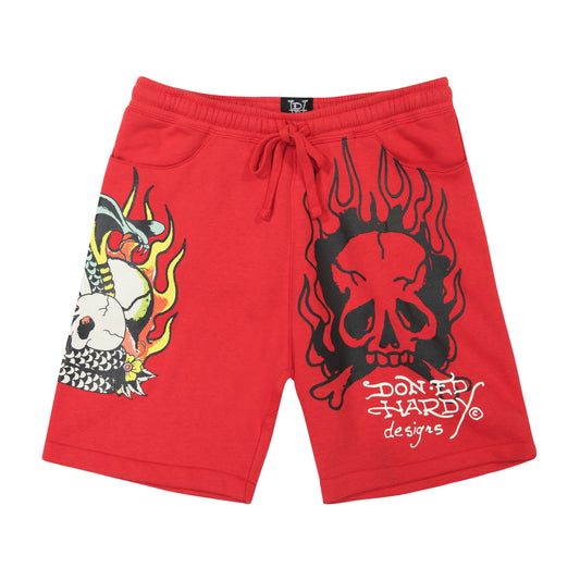 Flame Cobra Fleece Short CHERRY | Ed Hardy