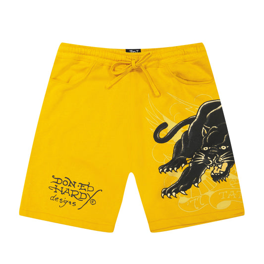 Crouching Panther Fleece Short MARIGOLD | Ed Hardy