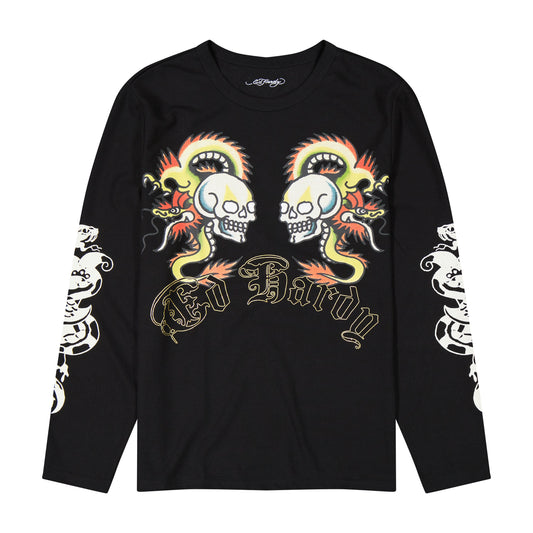 Tiger Flames LS Thermal Tee BLACK | Ed Hardy