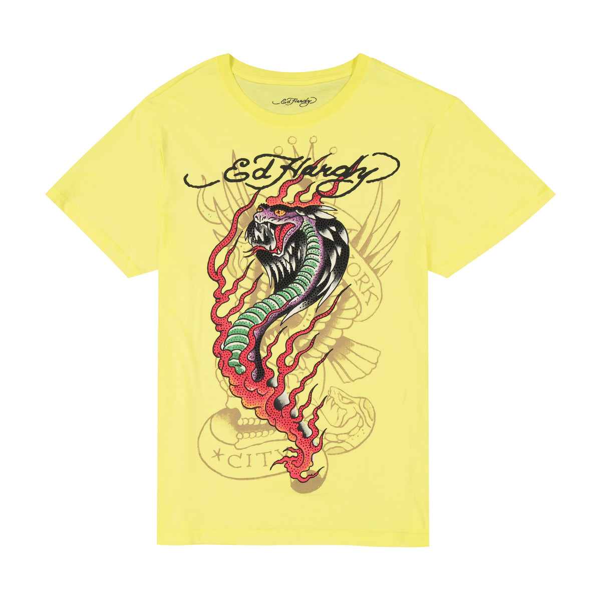 Cobra Flame Mens SS Tee LEMON | Ed Hardy