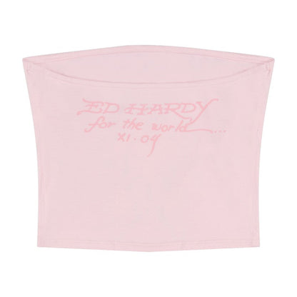 Pink Flame Skull Tube Top PINK BALLERINA | Ed Hardy