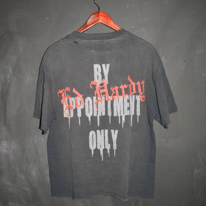 Skull Flame Cropped Mens Boxy Tee SUNFADE BLACK | Ed Hardy