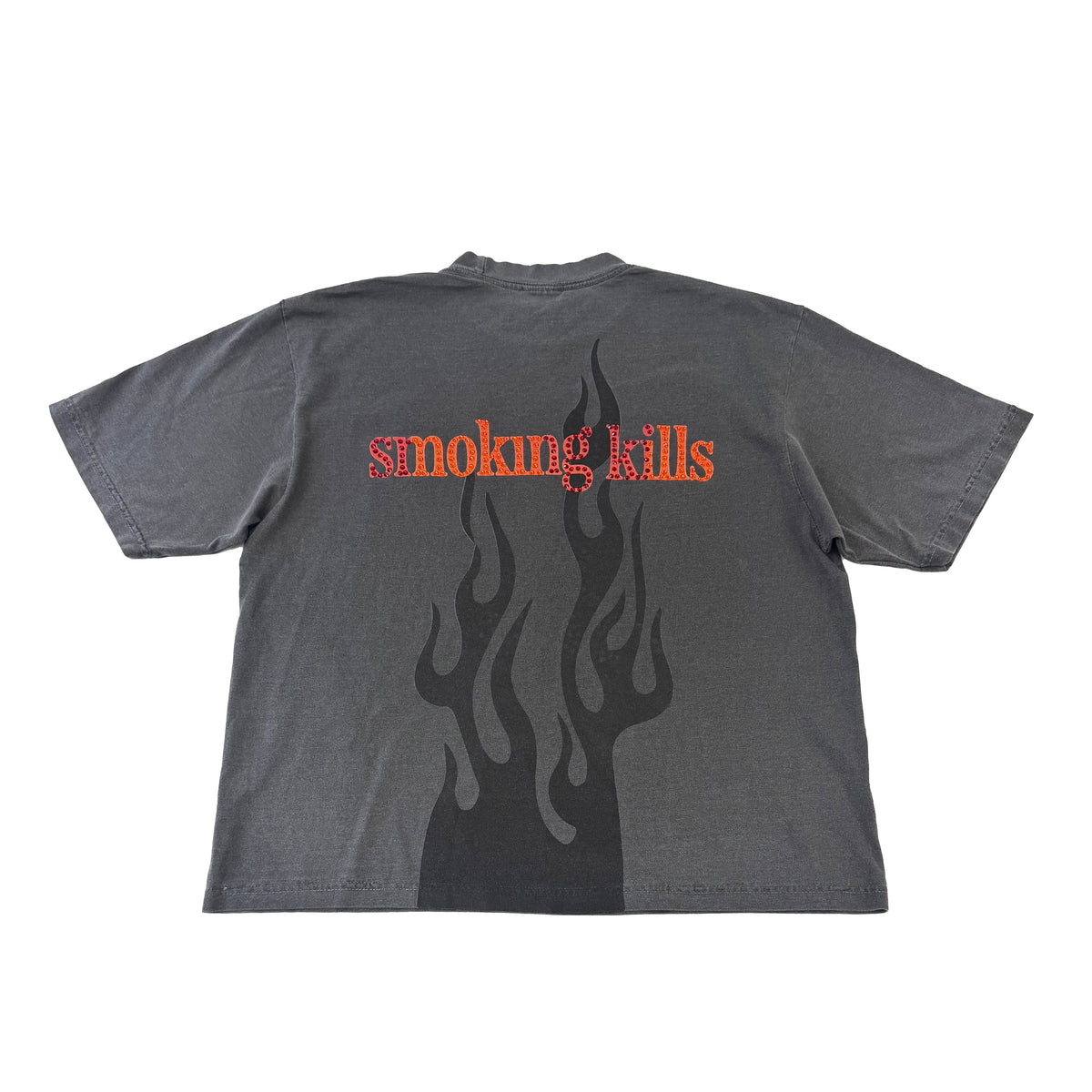 Flames Shadow Rhinestone Boxy Tee SHADOW | Ed Hardy