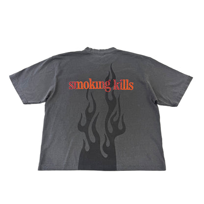 Flames Shadow Rhinestone Boxy Tee SHADOW | Ed Hardy