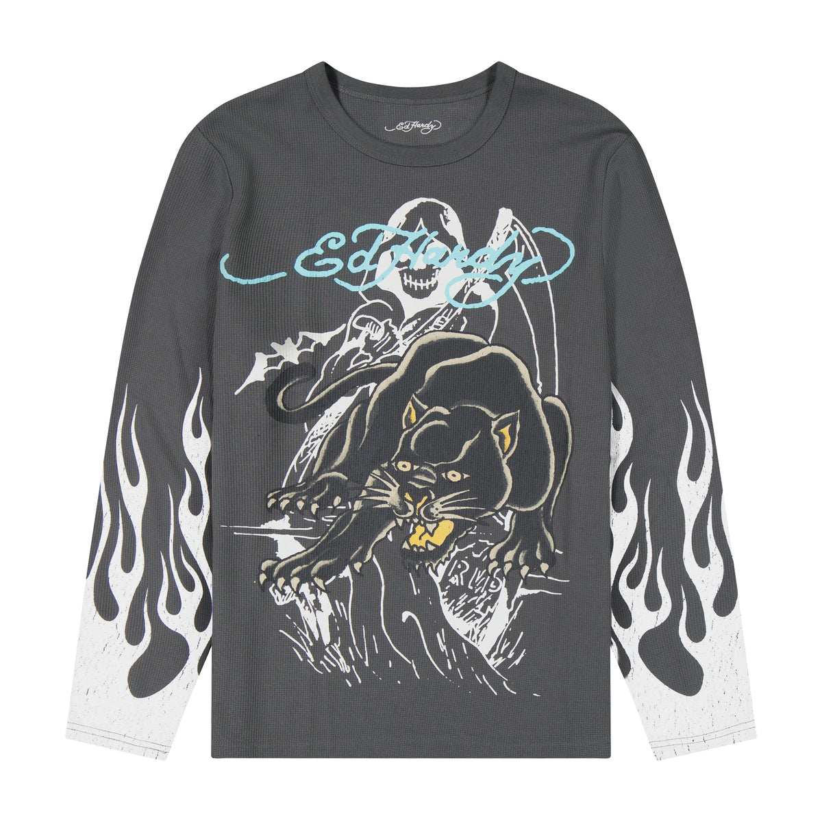 Panther Flames LS Thermal Tee GREY | Ed Hardy