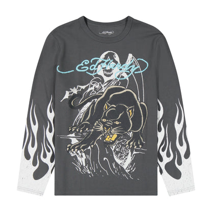 Panther Flames LS Thermal Tee GREY | Ed Hardy