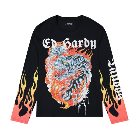 Tiger Flames LS Tee BLACK | Ed Hardy