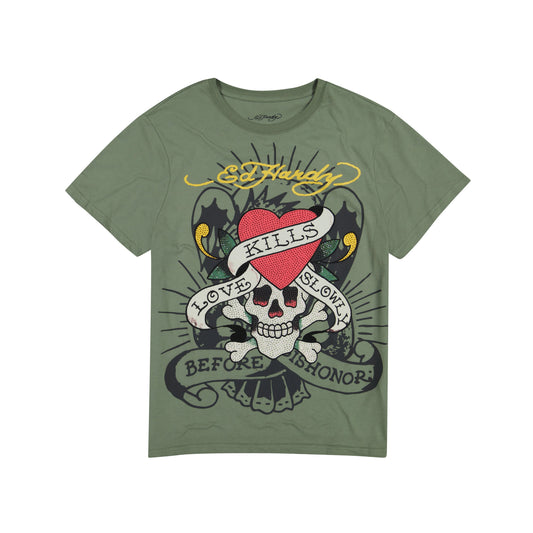 LKS Skull Mens SS Tee LIGHT OLIVE | Ed Hardy