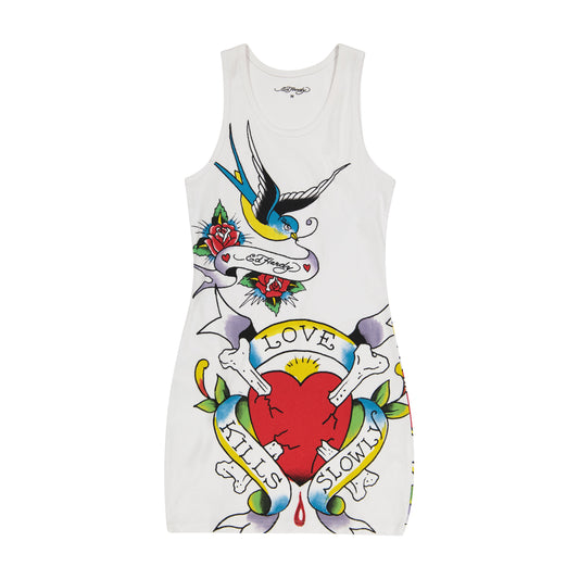 LKS Heart Rib Tank Dress WHITE | Ed Hardy