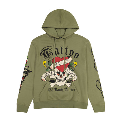 LKS Skull Hoodie - Light Olive Light Olive | Ed Hardy