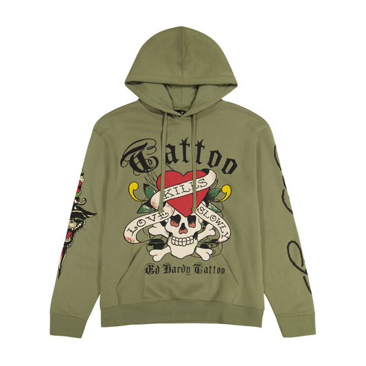 LKS Skull Hoodie - Light Olive Light Olive | Ed Hardy