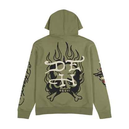 LKS Skull Hoodie - Light Olive Light Olive | Ed Hardy