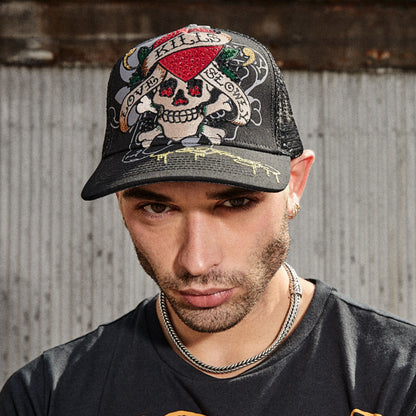 Rhinestone LKS Skull Hat Black | Ed Hardy