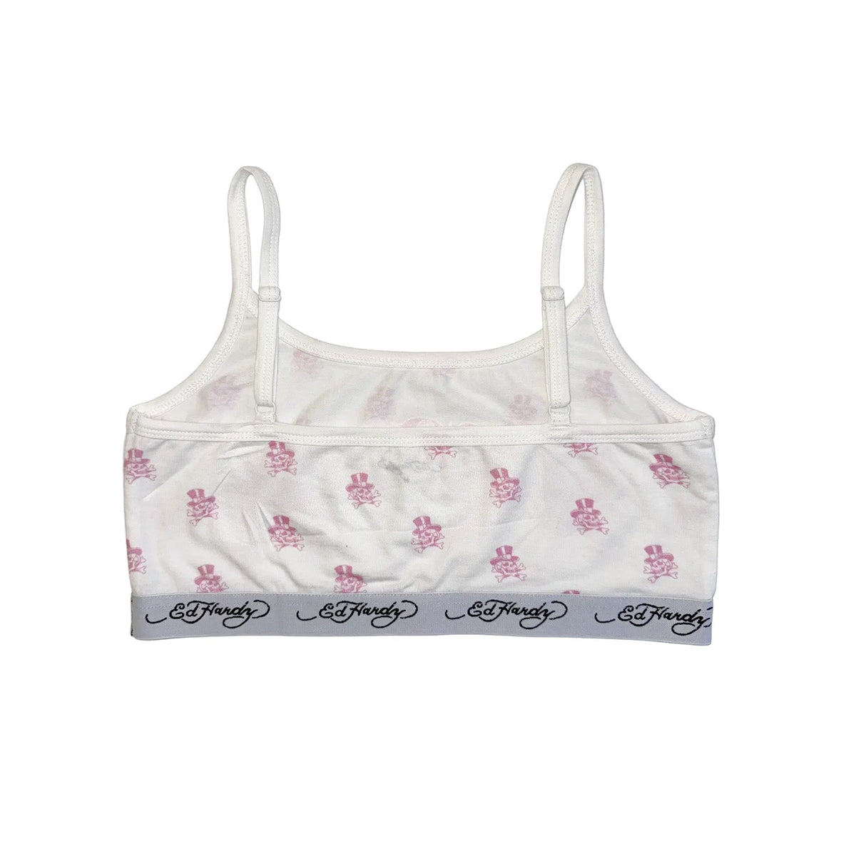 Tophat Skull Elastic Bralette WHITE | Ed Hardy
