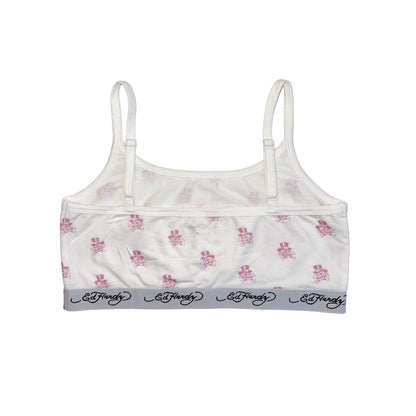 Tophat Skull Elastic Bralette WHITE | Ed Hardy