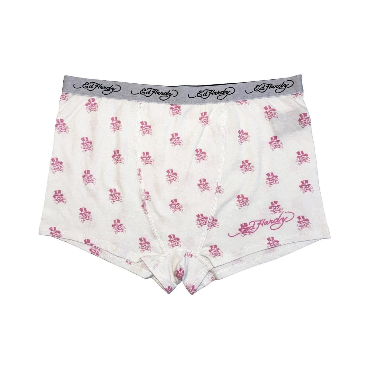 Tophat Skull High Waisted Boxer Brief WHITE | Ed Hardy