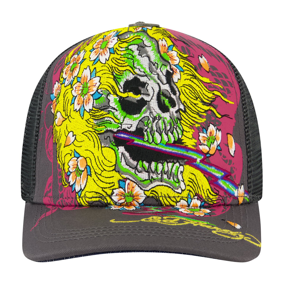 Crazy Skull Trucker Hat CHARCOAL | Ed Hardy