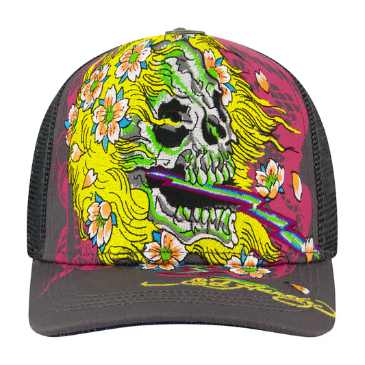 Crazy Skull Trucker Hat CHARCOAL | Ed Hardy
