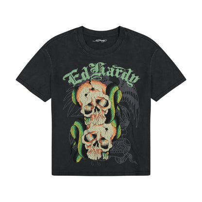 Skull Snakes Boxy Tee VTG BLACK | Ed Hardy