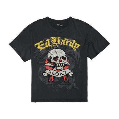 Glory Skull Boxy Tee VTG BLACK | Ed Hardy
