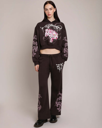 Pink Leopard Rhinestone Sweatpant  | Ed Hardy