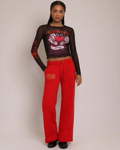 Gamble Heart Long Sleeve Mesh Top  | Ed Hardy
